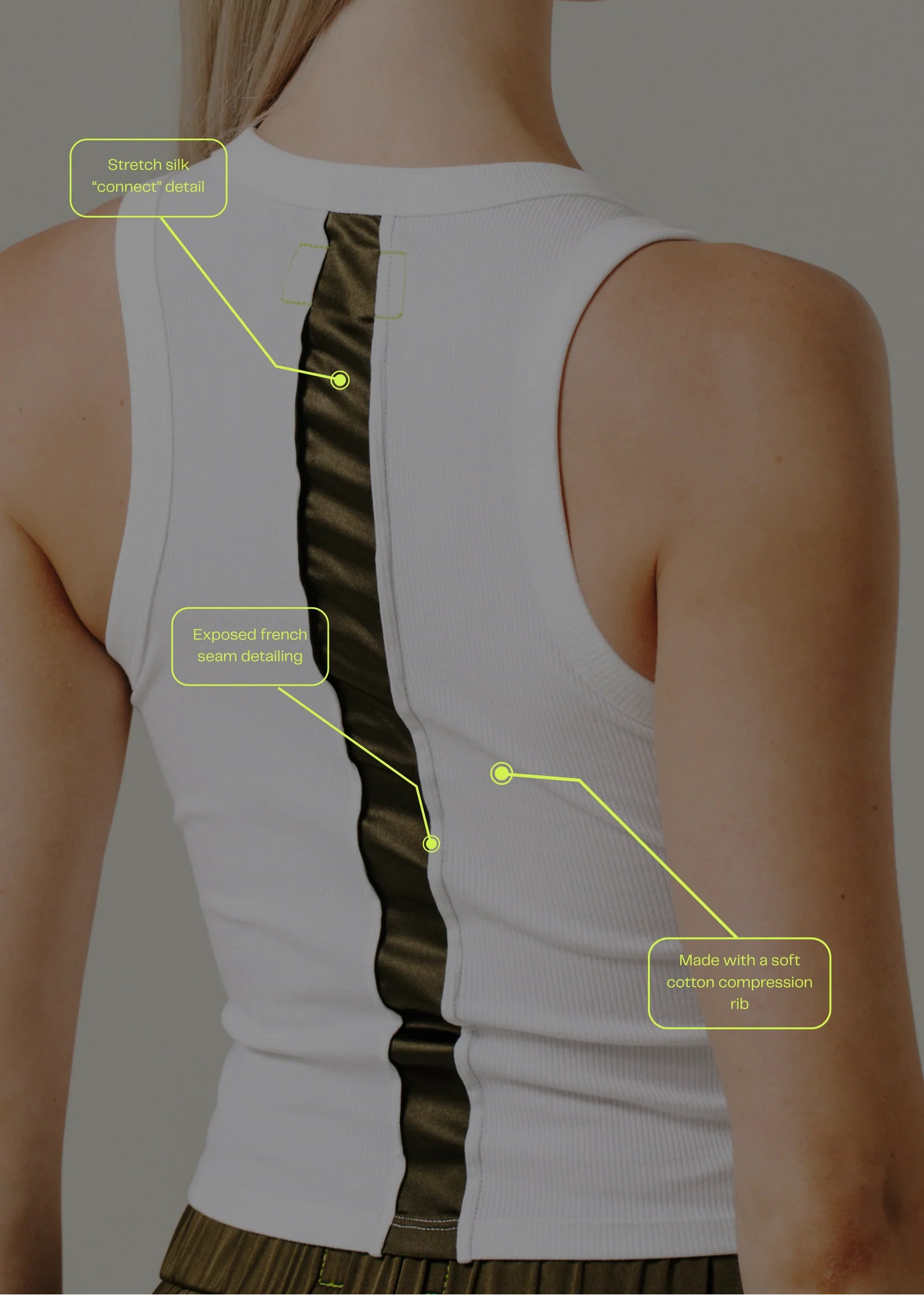 STAPL STUDIO Connect Tank - White/Dark Moss