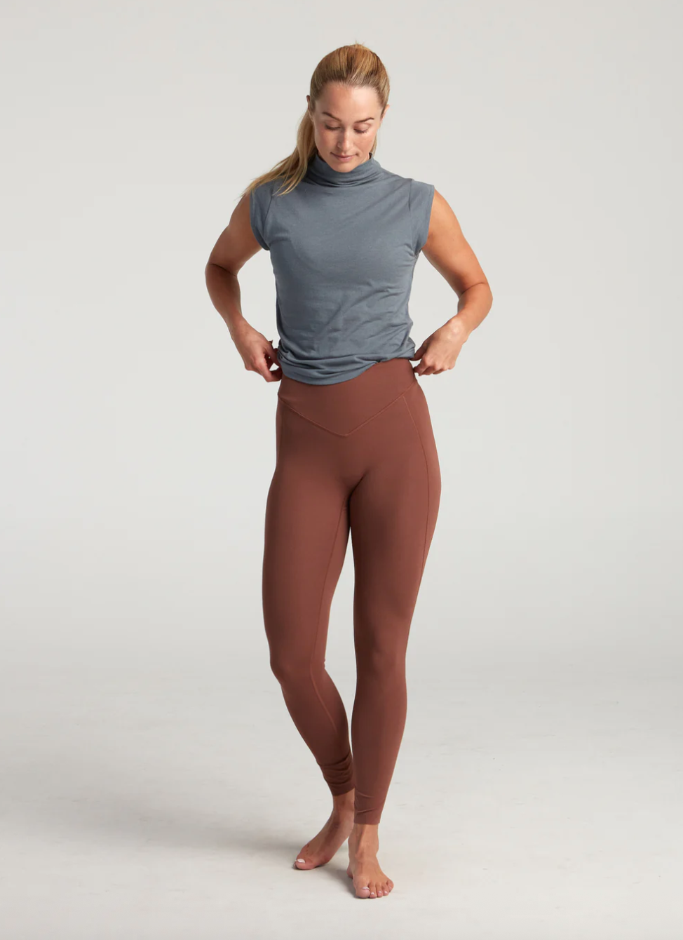 TURF ACTIVE Mock Neck Baby Tee - Stone