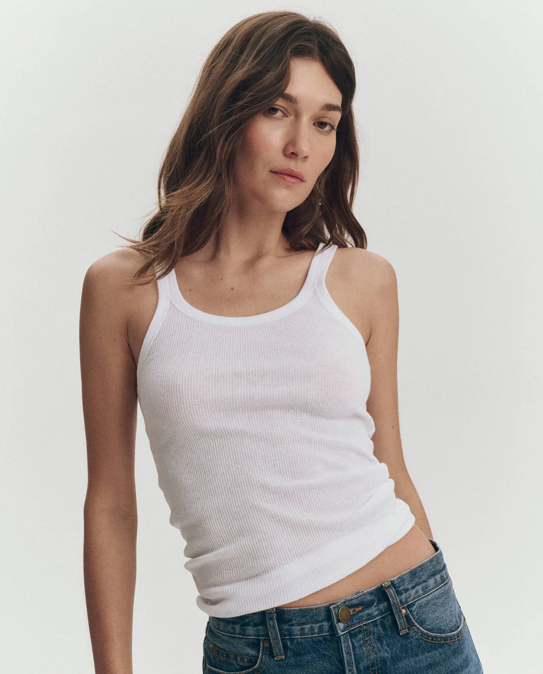 THE GREAT Baby Rib Tank True White