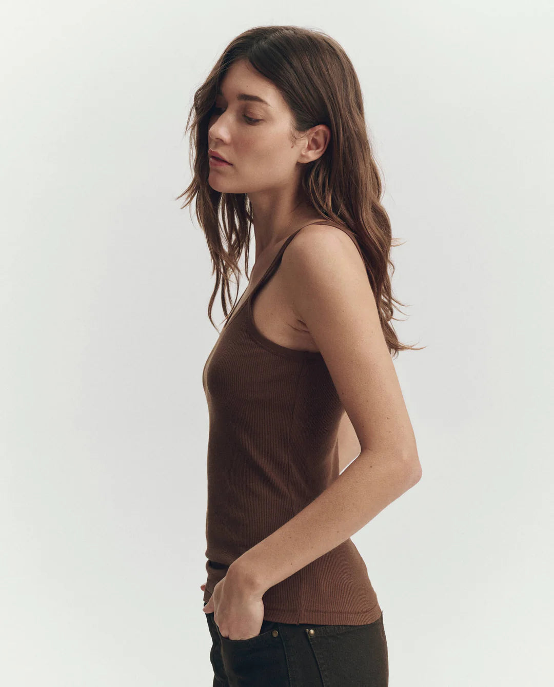THE GREAT Baby Rib Tank Chocolate