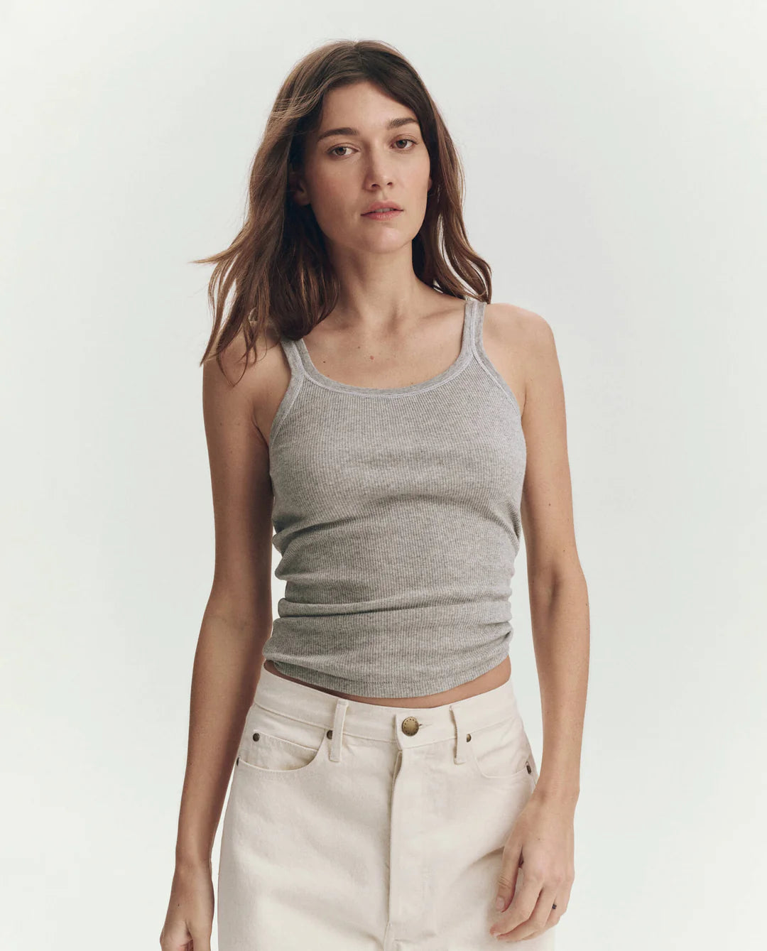 THE GREAT Baby Rib Tank Heather Grey