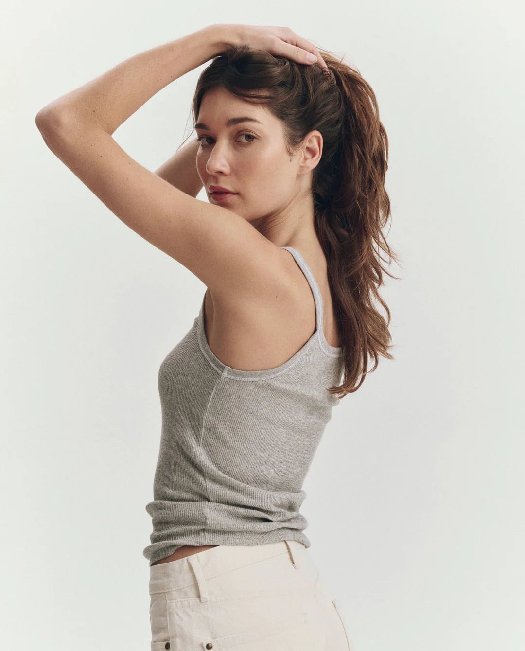 THE GREAT Baby Rib Tank Heather Grey