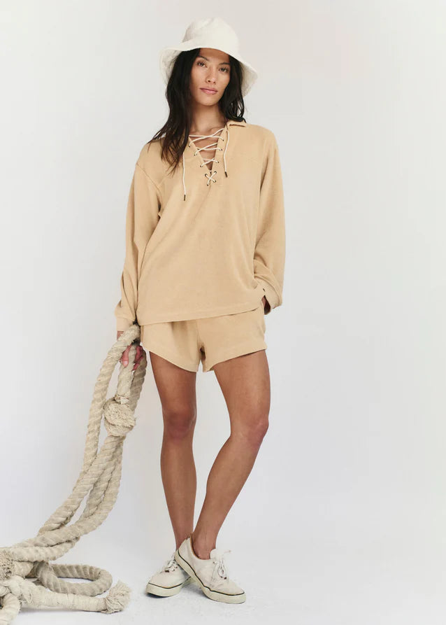 THE GREAT Micro Terry Swing Short - Chamois