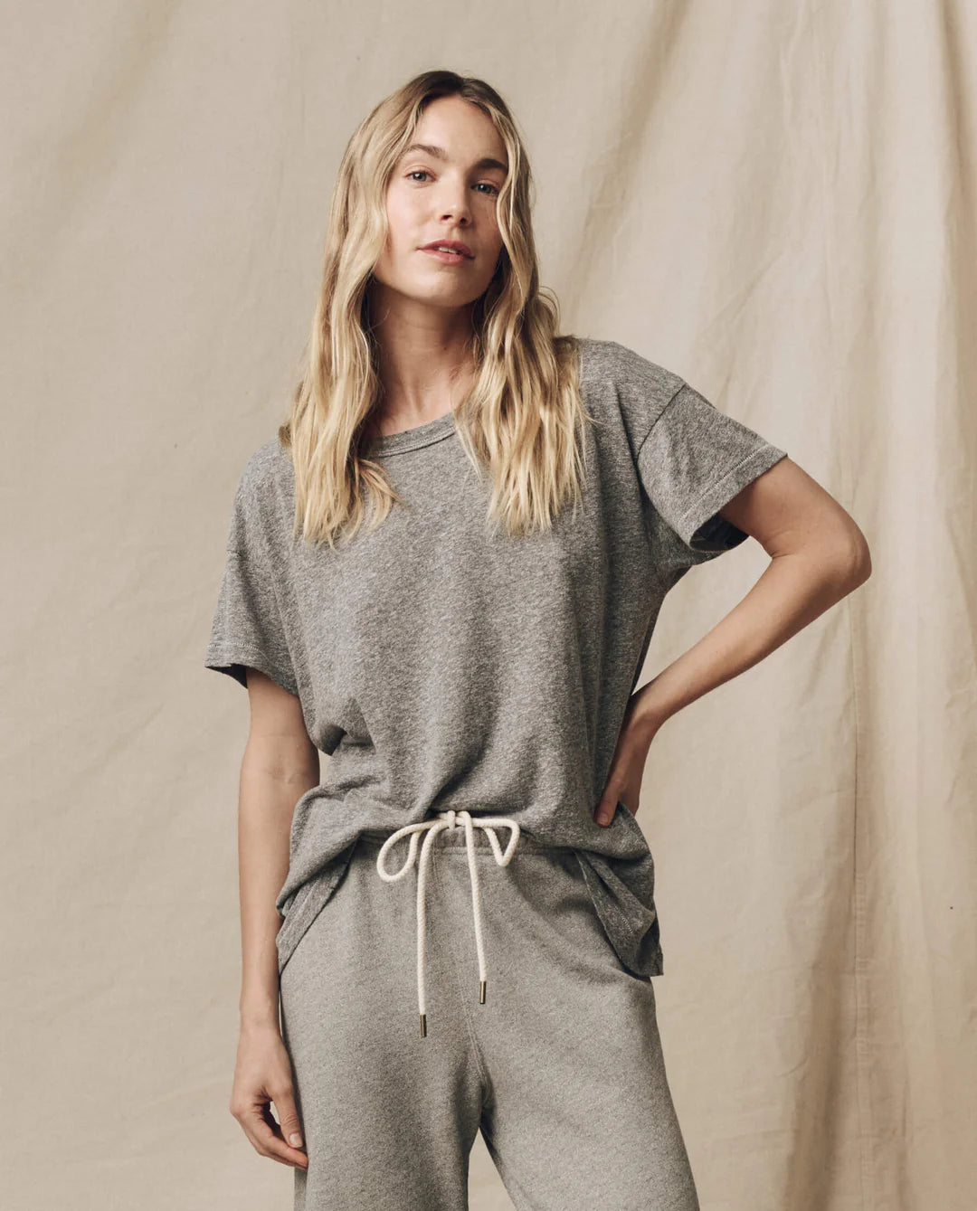 THE GREAT The Boxy Crew Heather Grey