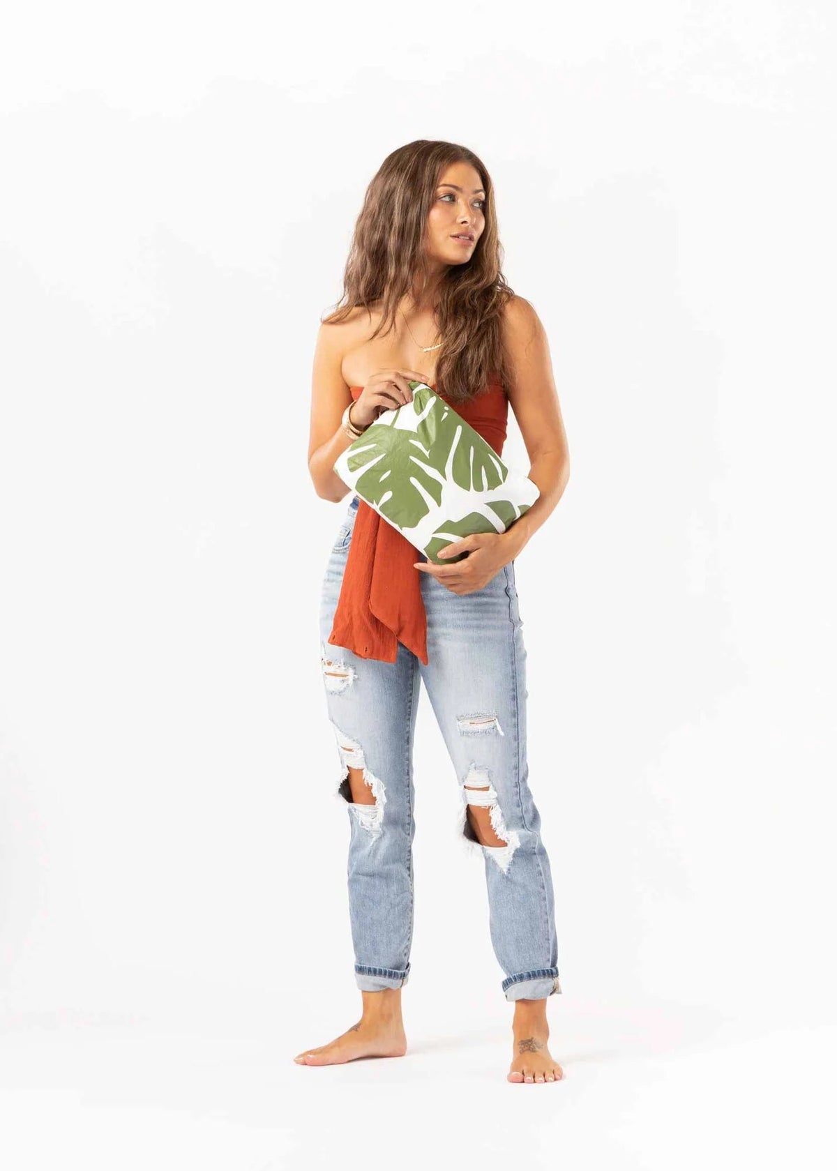 ALOHA Bag Mid Pouch - Monstera- Seaweed