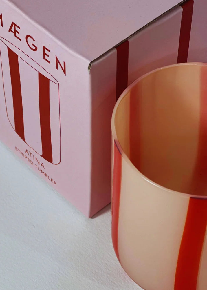 MAEGEN Atina Striped Tumbler - Pink & Red