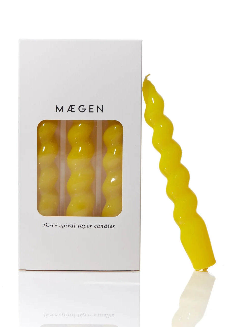 MAEGEN Spiral Taper Candles 3 Pack - Yellow