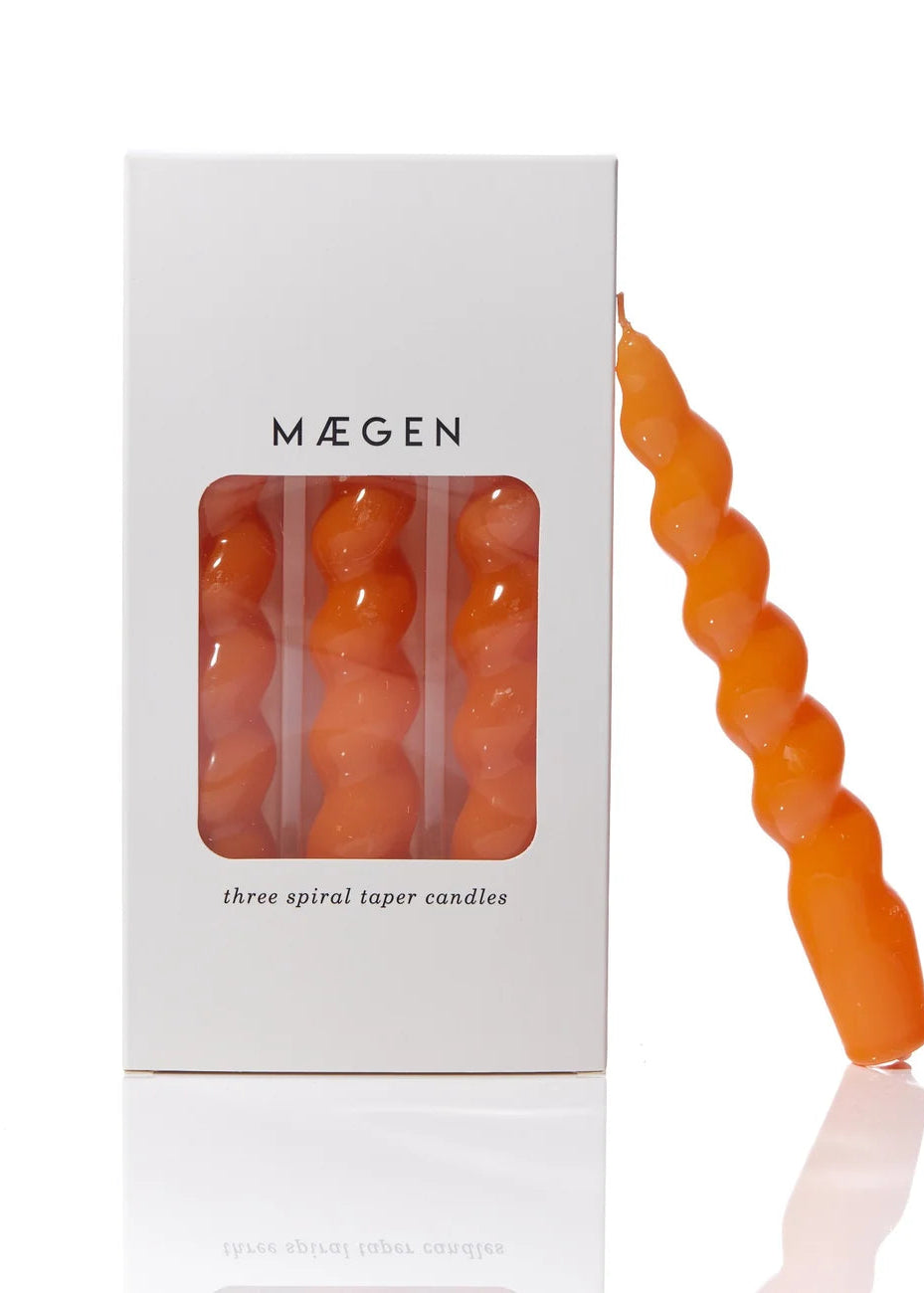 MAEGEN Spiral Taper Candles 3 Pack - Tangerine