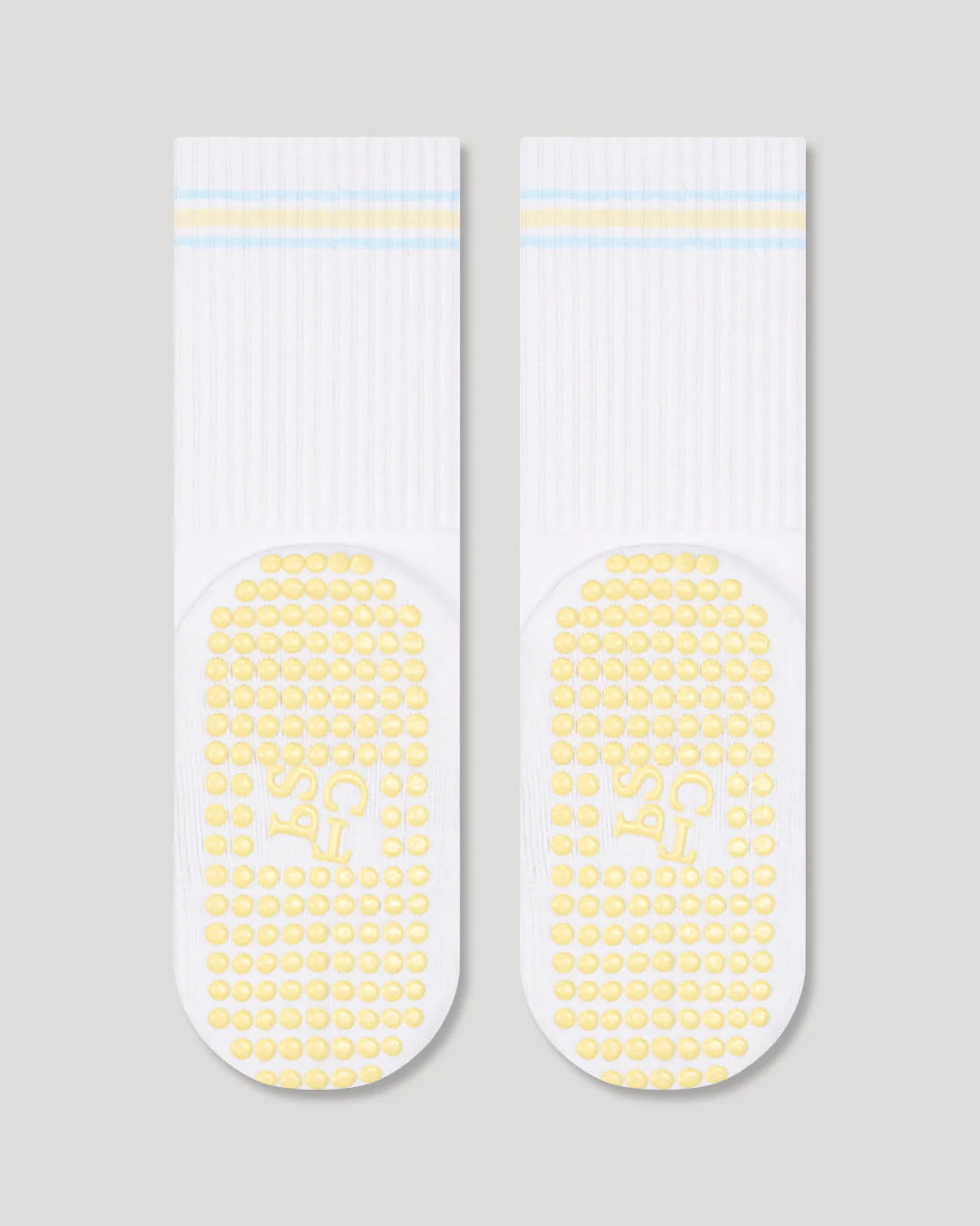 THE PILATES SOCK COMPANY Butter Yellow and Blue Stripe