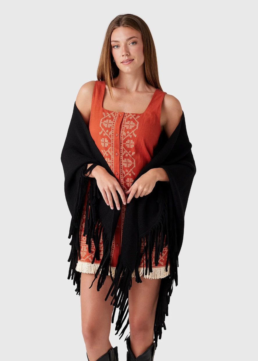 THE GREAT The Big Sweater Fringe Scarf - Black