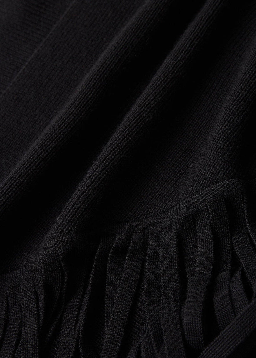 THE GREAT The Big Sweater Fringe Scarf - Black