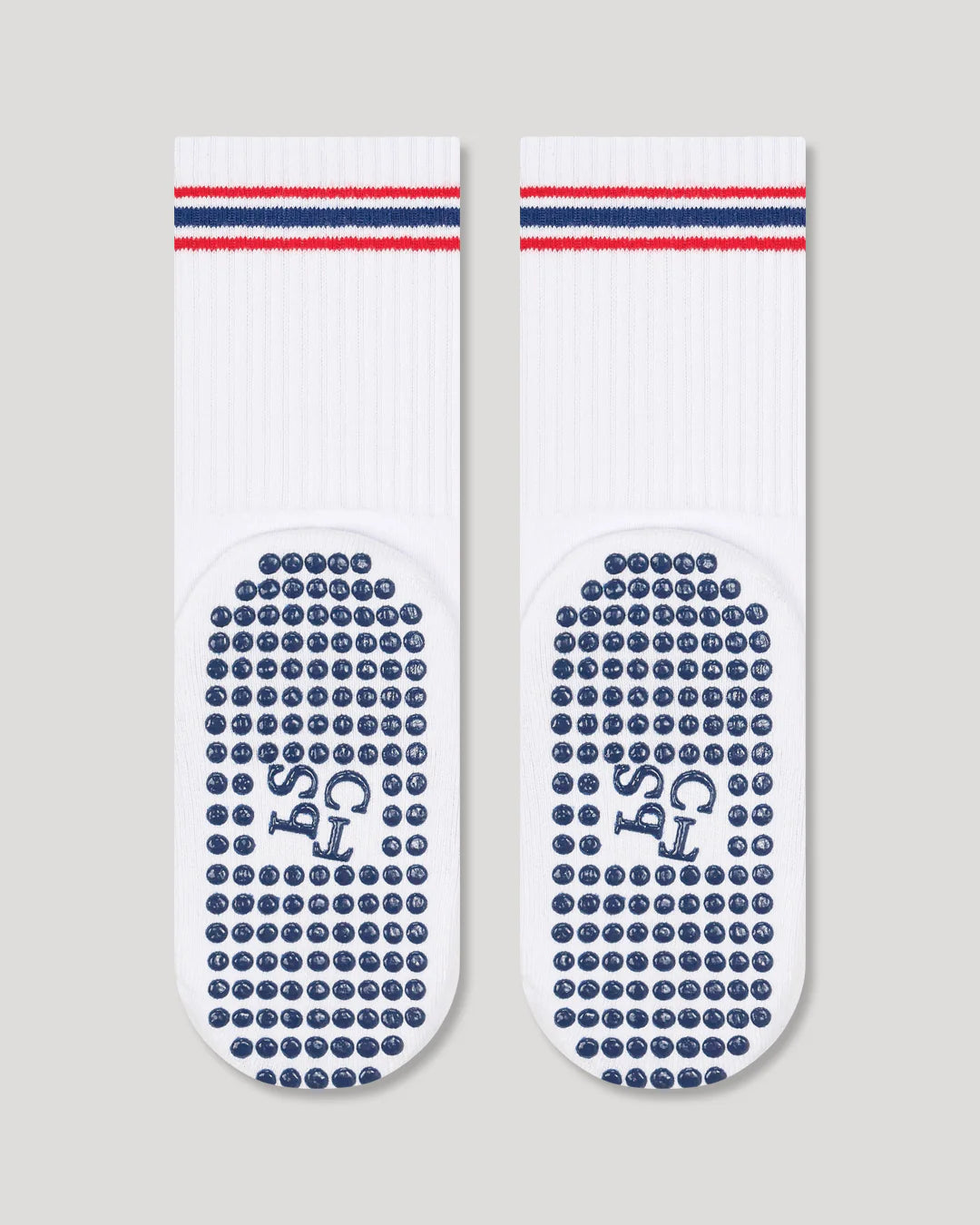 THE PILATES SOCK COMPANY Navy and Red Stripe