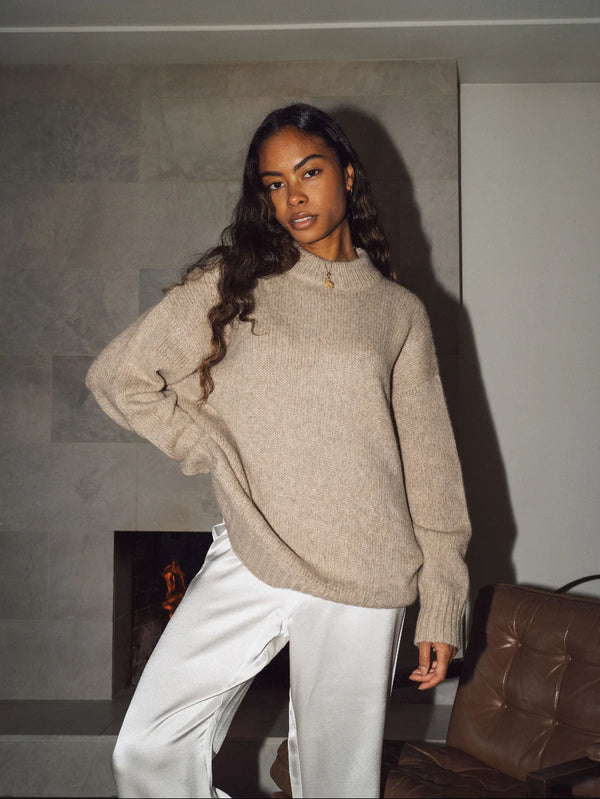 ONE WEDNESDAY Oversized Crewneck (Oatmeal)