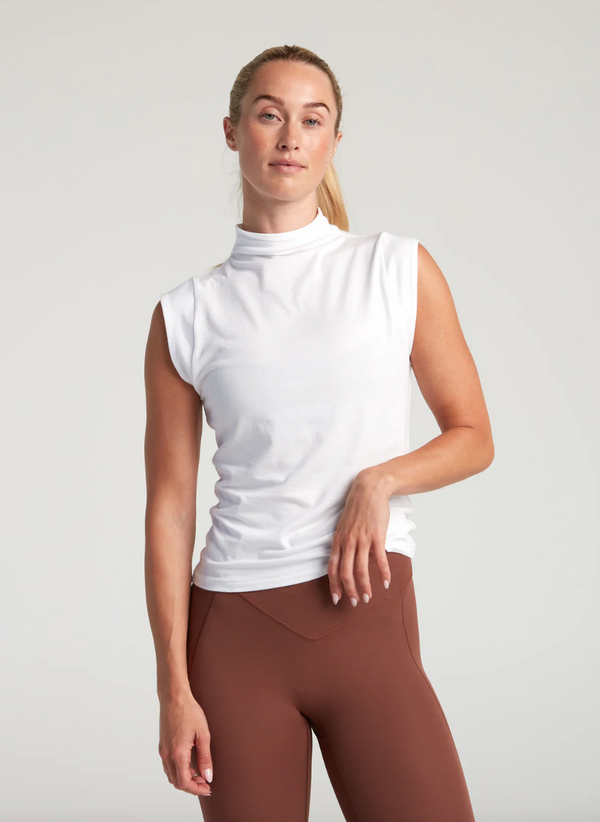 TURF ACTIVE Mock Neck Baby Tee (White)