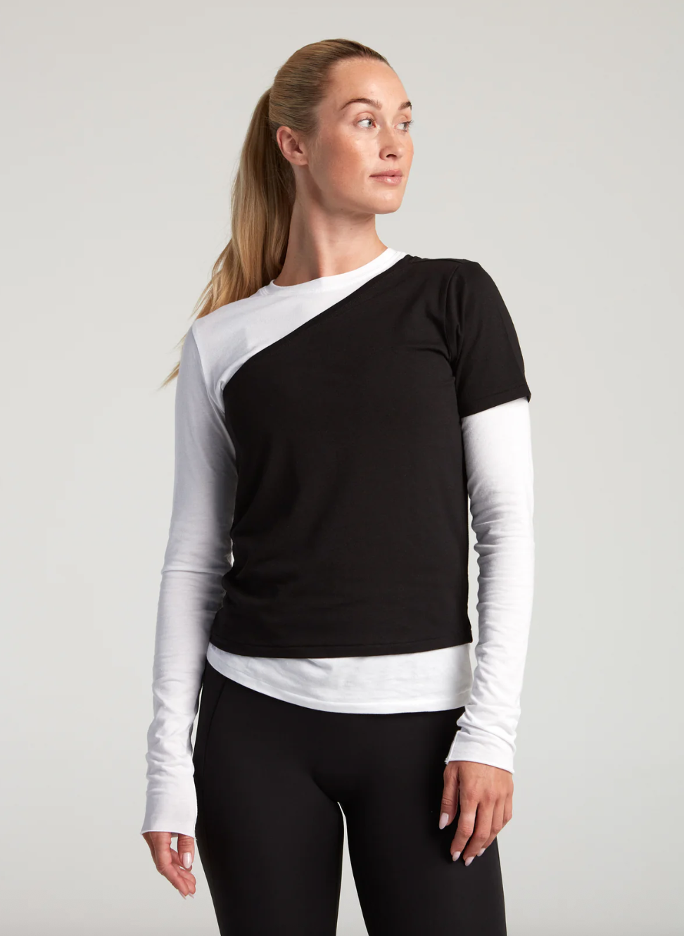 TURF ACTIVE Off The Shoulder Tee Shirt (Black)