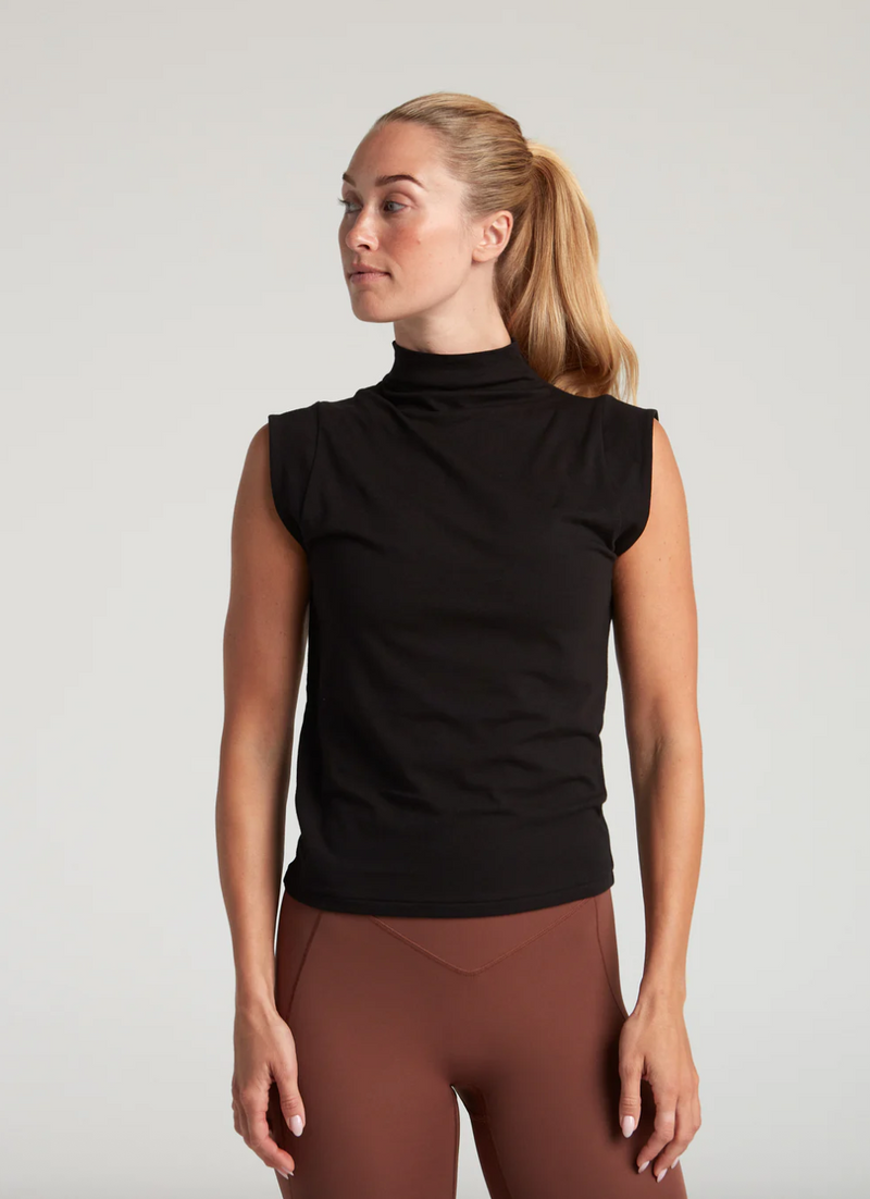 TURF ACTIVE Mock Neck Baby Tee (Black)