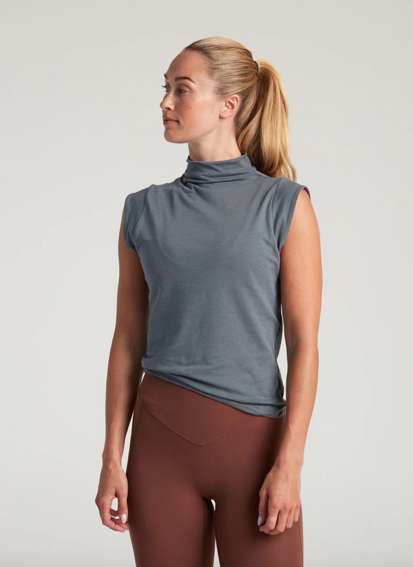 TURF ACTIVE Mock Neck Baby Tee (Stone)