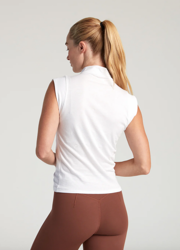 TURF ACTIVE Mock Neck Baby Tee (White)