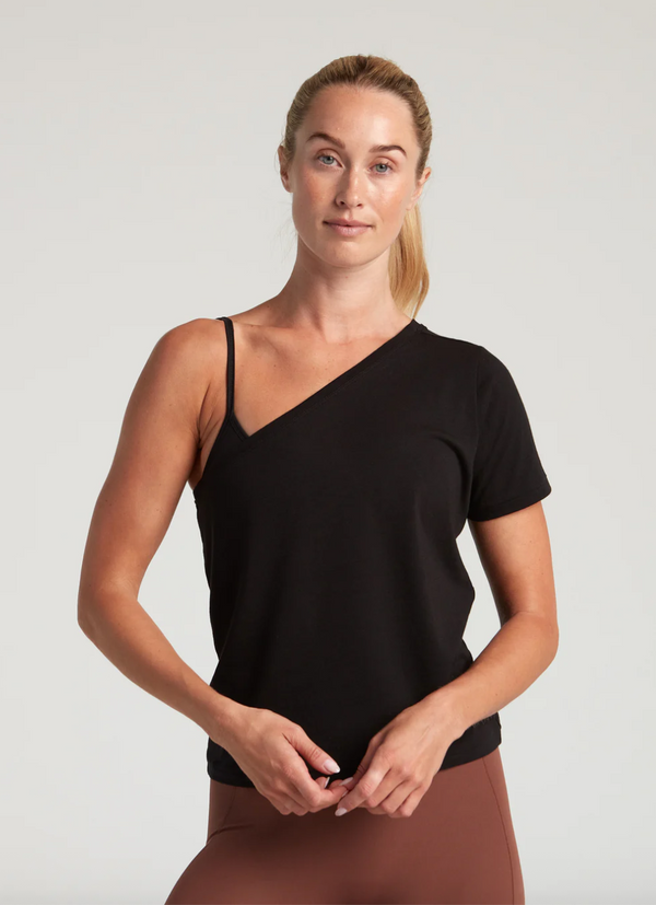 TURF ACTIVE Off The Shoulder Tee Shirt (Black)