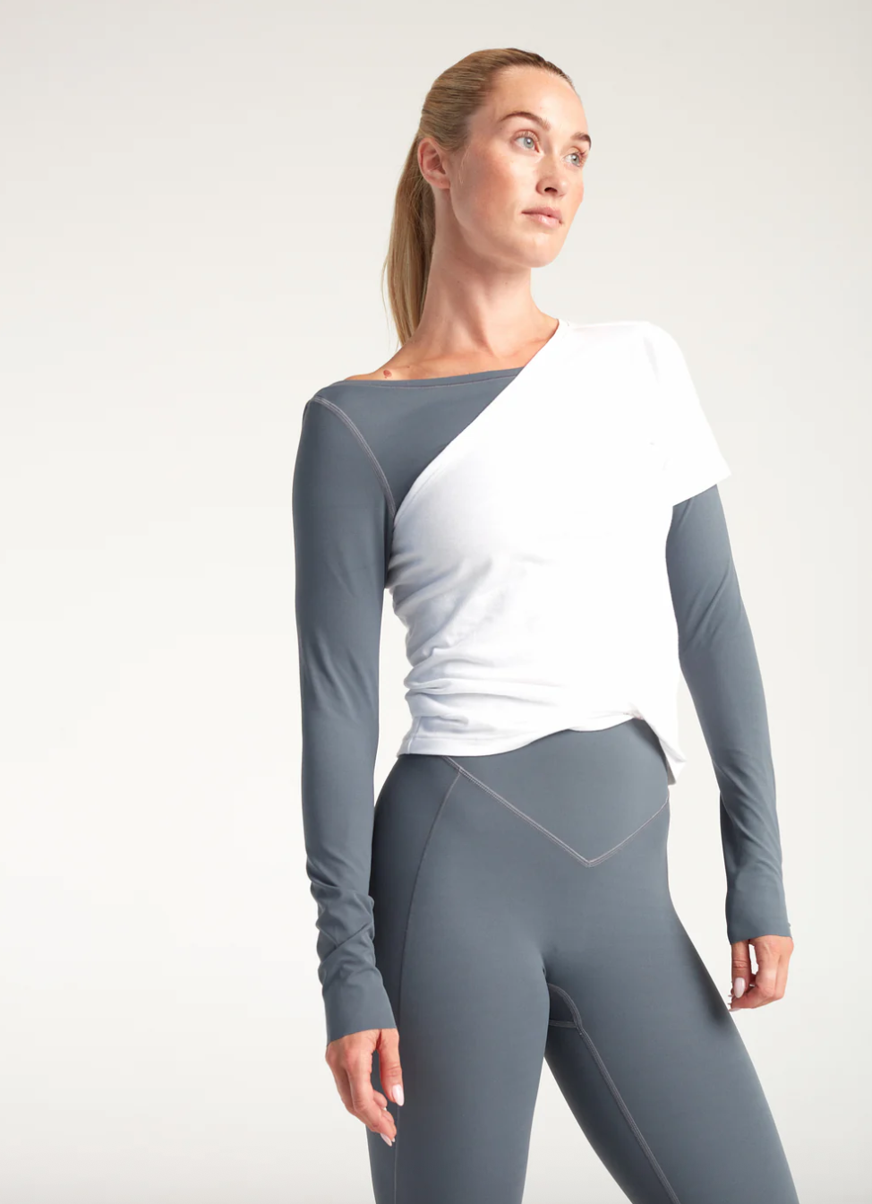 TURF ACTIVE Off The Shoulder Tee Shirt (White)