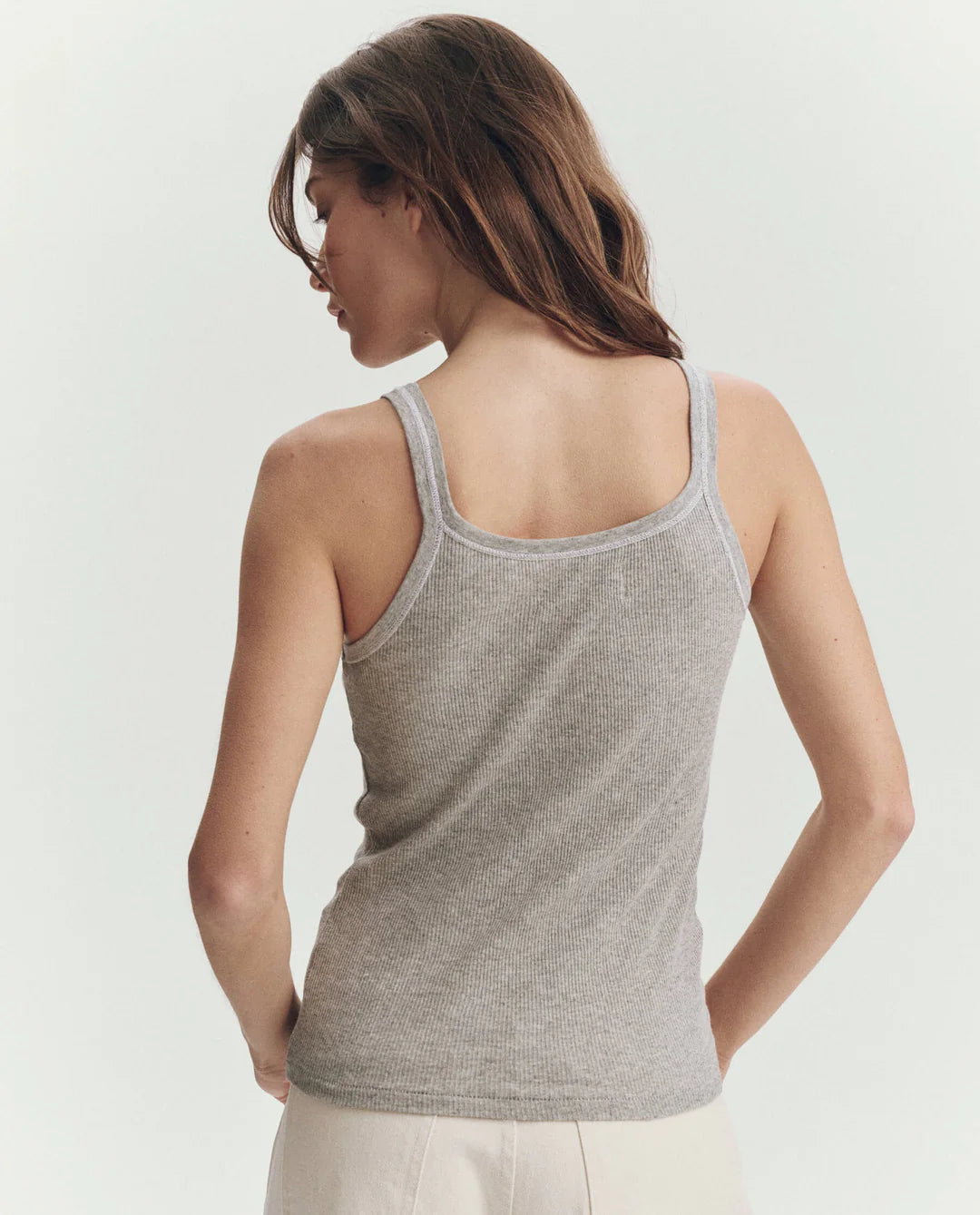 THE GREAT Baby Rib Tank Heather Grey