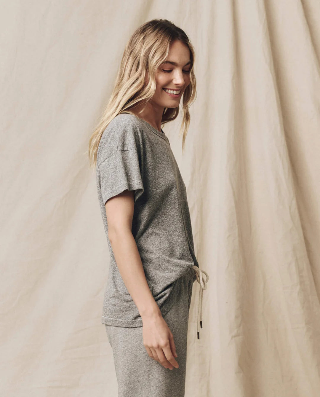 THE GREAT The Boxy Crew Heather Grey