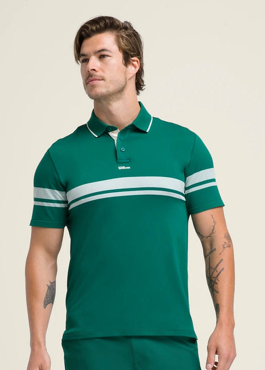 WILSON Mens All Season Polo - Club Green Stripe