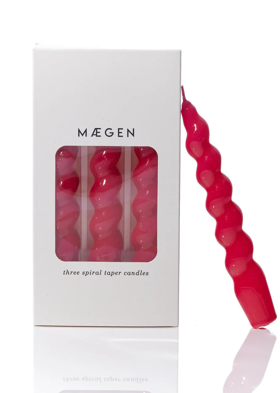 MAEGEN Spiral Taper Candles 3 Pack - Magenta
