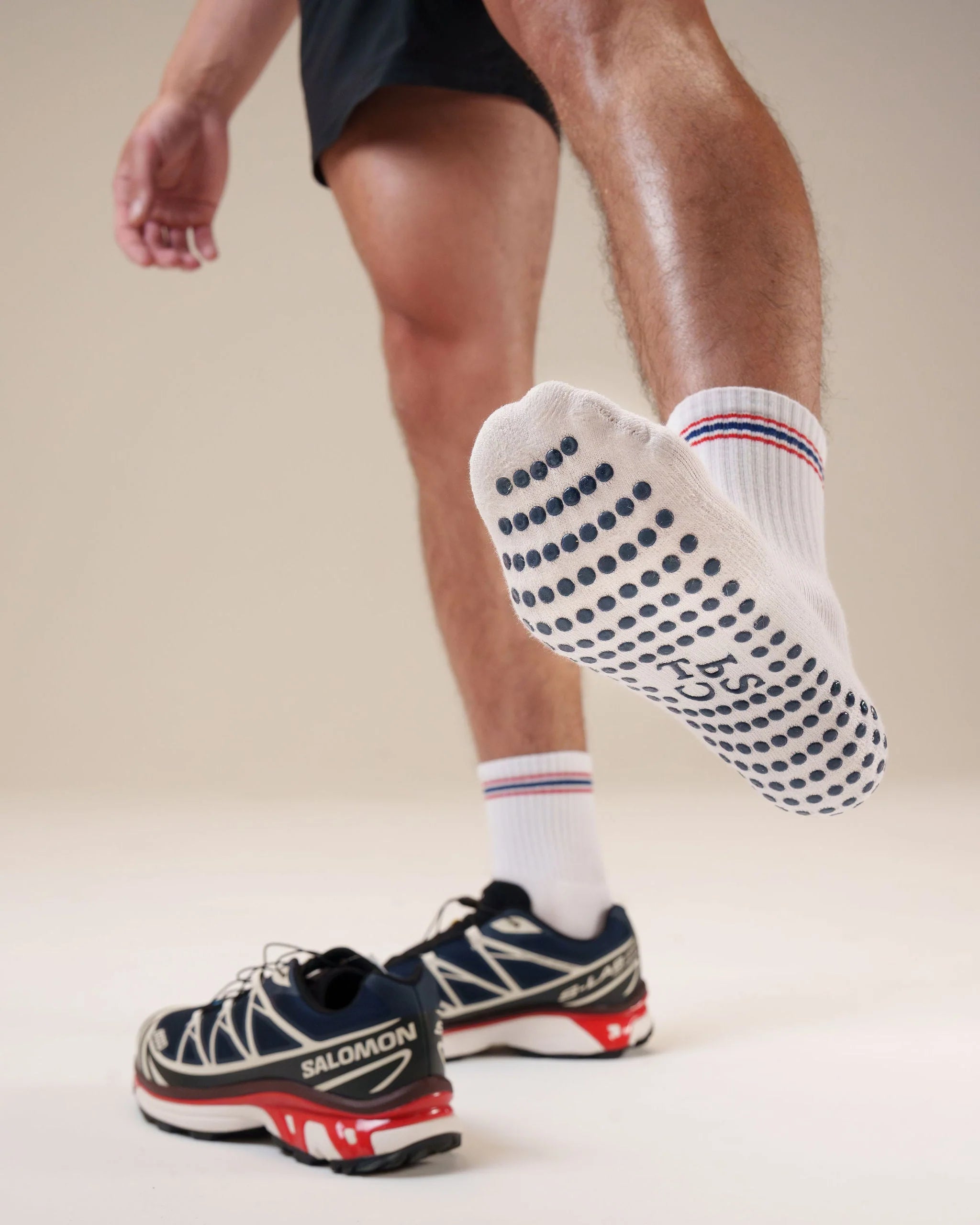 THE PILATES SOCK COMPANY Navy and Red Stripe